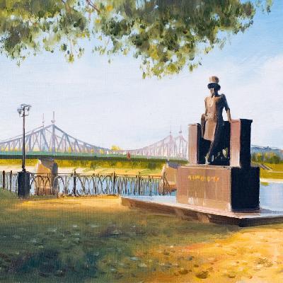Тверь, памятник Пушкину — живопись маслом на холсте