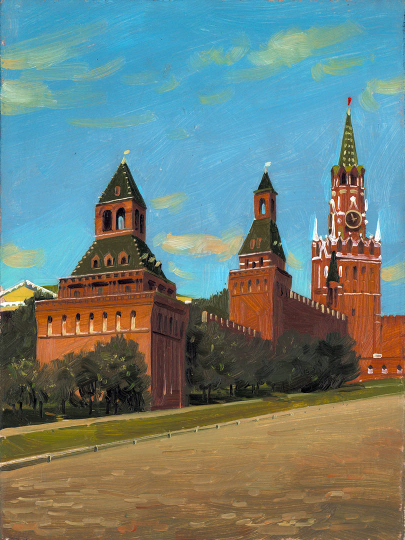 Московский Кремль — картина маслом на оргалите