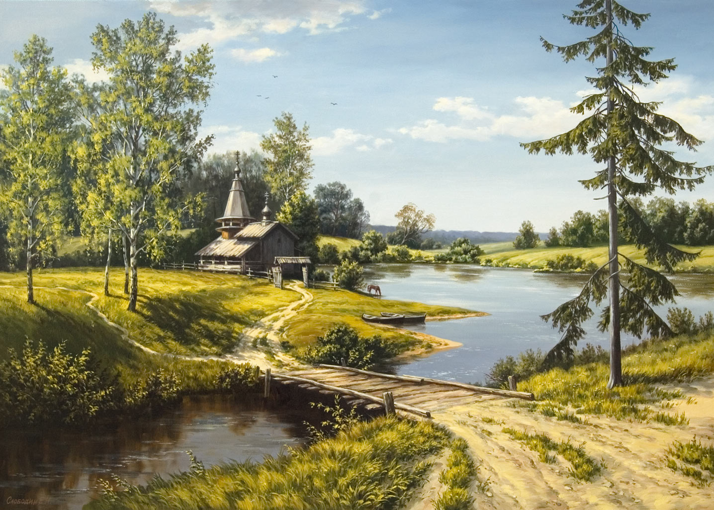 Михаил Сатаров пейзаж с Церковью